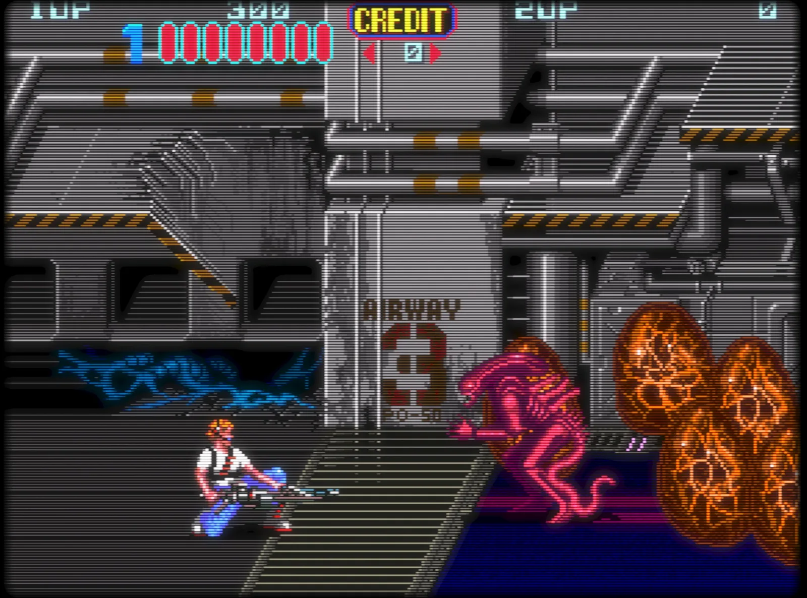 משחק ארקייד קלאסי שרץ עם שיידר ה־CRT של RetroArch